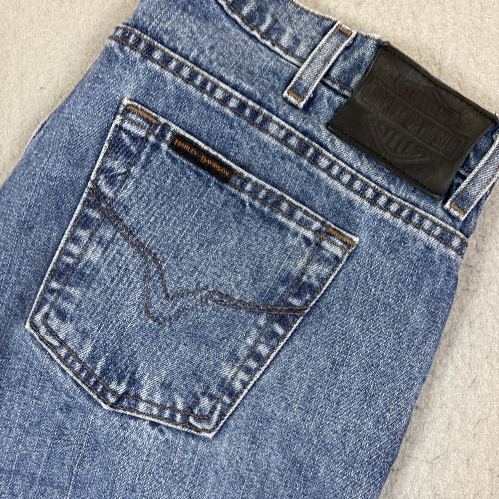 Y2K HARLEY DAVIDSON Blue Straight Denim Jeans Size 16 Women 100% Cotton VTG‎